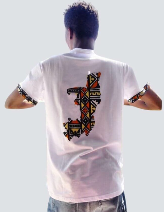 T-shirt carte congo motifs wax africain homme femme