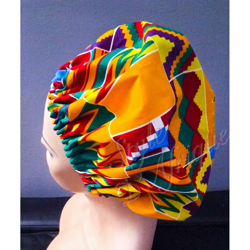 Bonnet de nuit satin et WAX Maya - Style dAfrique