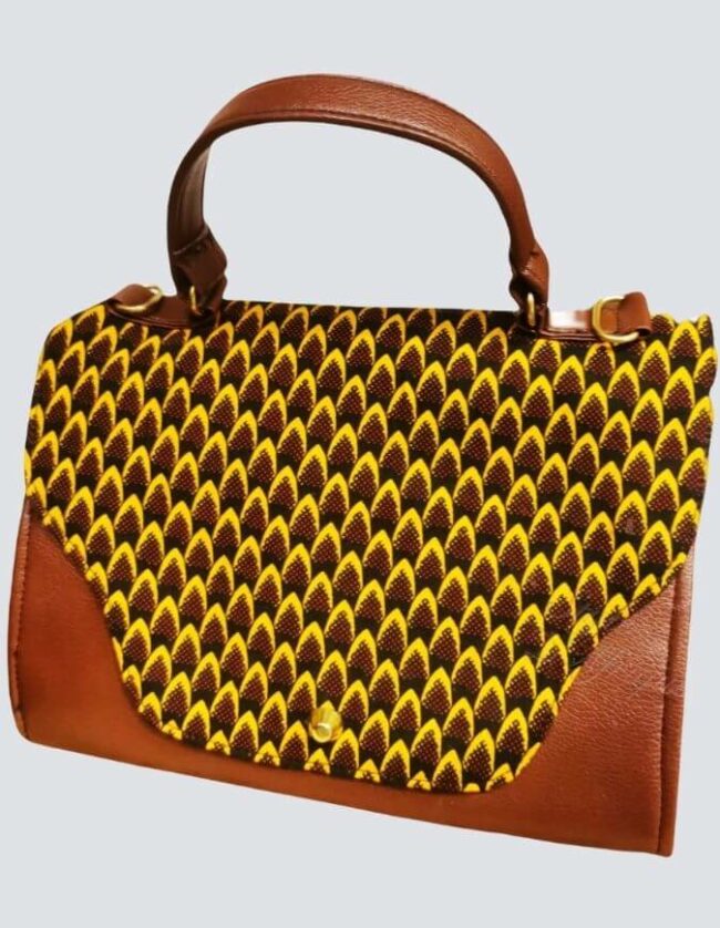 sac makasi marron tissu wax africain ethnique chic sac à main