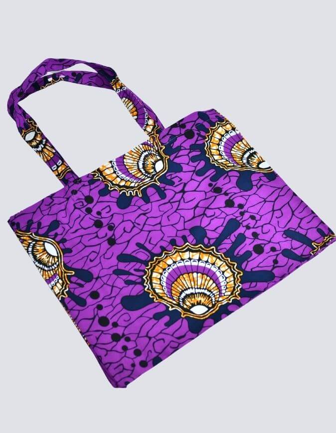 Tote bag wax Nkayi violet totebag tote-bag Sac pochette wax africain ankara