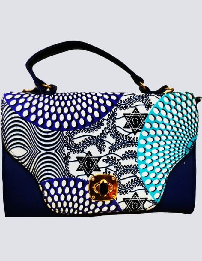 sac makasi bleu tissu wax africain ethnique chic sac à main