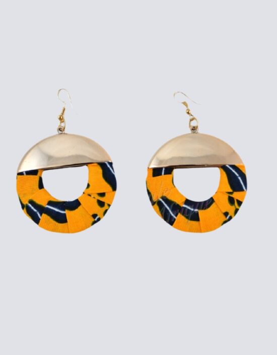 boucles d'oreilles orange créoles bijoux femme mode africaine wax