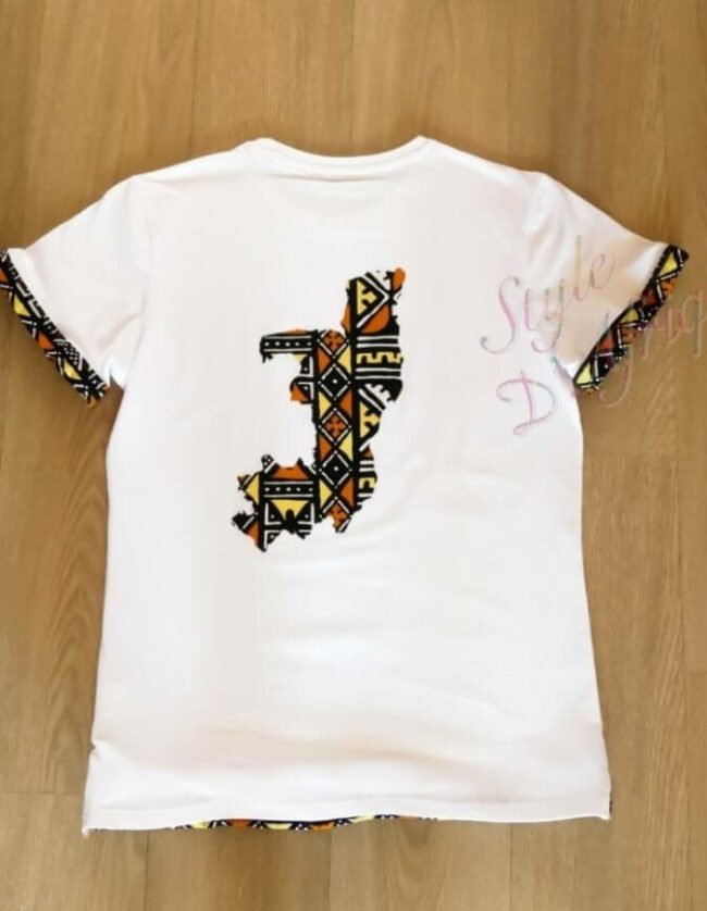 T-shirt carte congo motifs wax africain homme femme