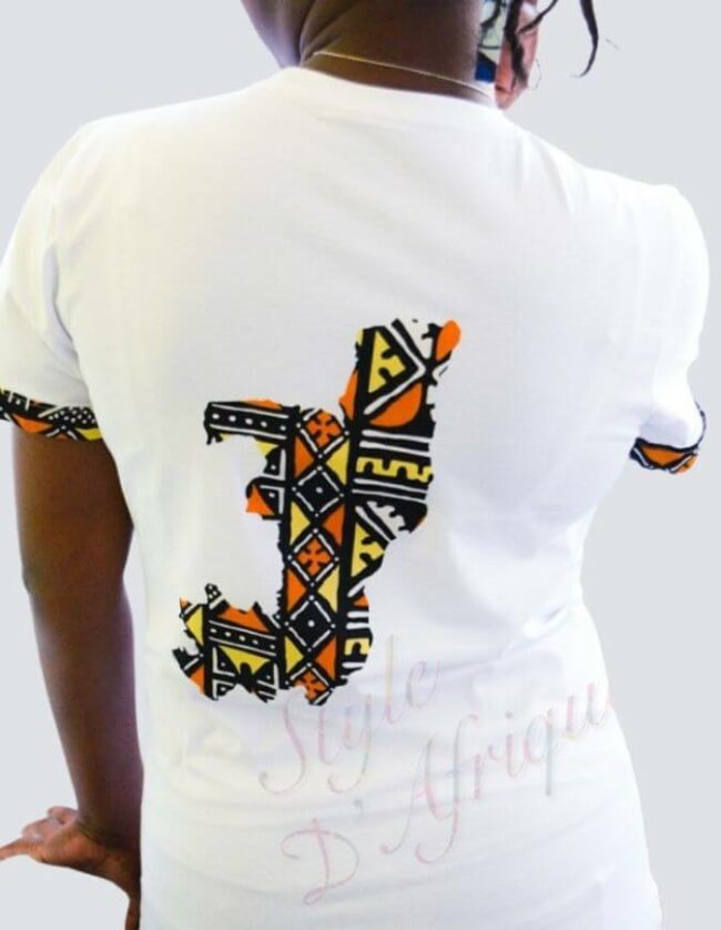 T-shirt carte congo motifs wax africain homme femme