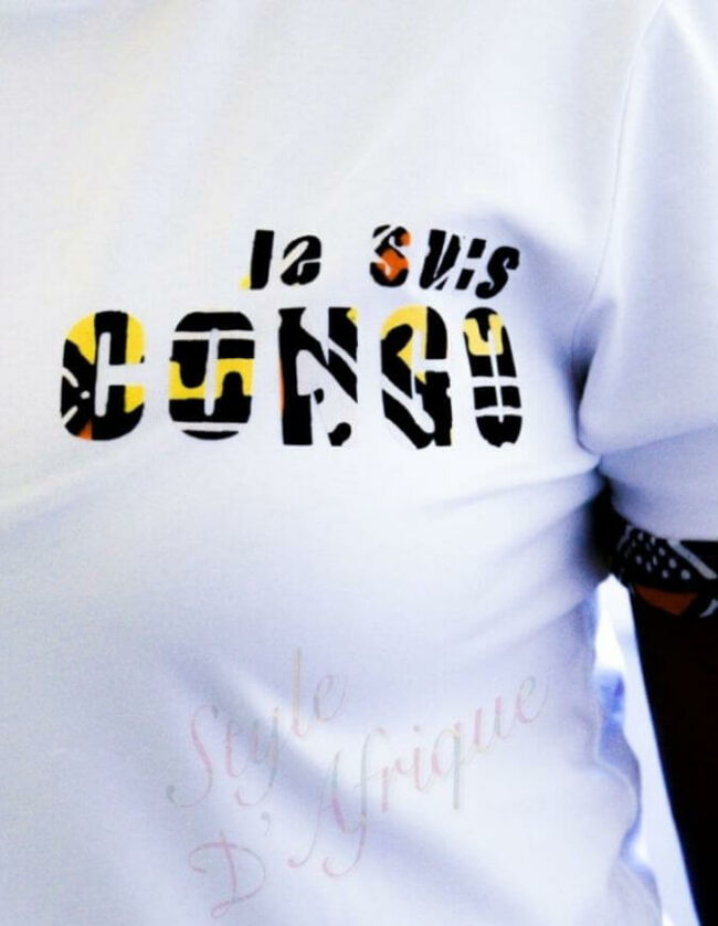 T-shirt carte congo motifs wax africain homme femme